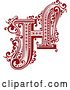 Vector Clip Art of Retro Red Capital Letter H with Flourishes by Vector Tradition SM