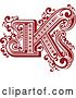 Vector Clip Art of Retro Red Capital Letter K with Flourishes by Vector Tradition SM