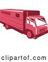 Vector Clip Art of Retro Red Horse Trailer Truck by Patrimonio