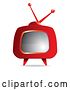 Vector Clip Art of Retro Red Tv with Legs by MilsiArt