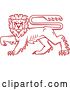 Vector Clip Art of Retro Red Walking Heraldic Lion by Vector Tradition SM