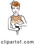 Vector Clip Art of Retro Redhead Housewife or Maid Lady Grinding Fresh Pepper by Andy Nortnik