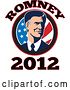 Vector Clip Art of Retro Republicn American Presidential Candidate Mitt Romney over Stars and Stripes with 2012 Text by Patrimonio