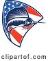 Vector Clip Art of Retro Sailfish Leaping over an American Flag Shield by Patrimonio
