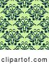 Vector Clip Art of Retro Seamless Pattern Background of Floral Damask on Green by Vector Tradition SM