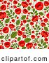 Vector Clip Art of Retro Seamless Red Poppy Flowers on Green Floral Background Pattern by Vector Tradition SM