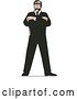 Vector Clip Art of Retro Secret Agent Standing with Folded Arms by Patrimonio