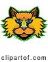 Vector Clip Art of Retro Selkirk Rex Cat Mascot Head Outlined in Green by Patrimonio