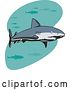 Vector Clip Art of Retro Shark Swimming with Fish 2 by Patrimonio