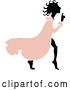 Vector Clip Art of Retro Silhouetted Sneaky Girl in a Pink Dress by Prawny Vintage