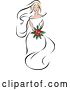 Vector Clip Art of Retro Sketched Blond White Bride with a Bouquet of Red Flowers by Vector Tradition SM