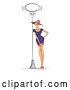 Vector Clip Art of Retro Sketched Blond White Lady in a Fashionable Dress, Leaning Against a Sign Post by BNP Design Studio