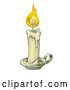 Vector Clip Art of Retro Sketched Lit Candle on a Holder by BNP Design Studio