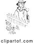 Vector Clip Art of Retro Snooty Guy Walking by a Garden by Prawny Vintage