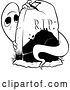 Vector Clip Art of Retro Spooked Ghost Peeking from Behind a Tombstone in a Cemetery by Lawrence Christmas Illustration