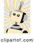 Vector Clip Art of Retro Springy Beige Robot over Swirls by
