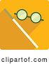 Vector Clip Art of Retro Square Yellow Magic Trick Icon with a Wand and Glasses by BNP Design Studio