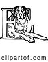 Vector Clip Art of Retro St Bernard Dog and Letter E by Prawny Vintage