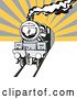 Vector Clip Art of Retro Steam Engine Train over Rays by Patrimonio