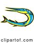 Vector Clip Art of Retro Styled Blue and Yellow Needle Fish Jumping by Patrimonio