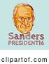 Vector Clip Art of Retro Styled Face of Bernie Sanders, Democratic 2016 Presidential Candidate with Text over Blue by Patrimonio