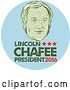Vector Clip Art of Retro Styled Face of Lincoln Chaffee, 2016 Presidential Candidate, with Text in a Blue Circle by Patrimonio