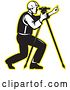Vector Clip Art of Retro Surveyor Using a Theodolite with a Yellow Outline by Patrimonio
