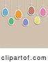 Vector Clip Art of Retro Suspended Patterned Easter Eggs over a Cardboard Texture, with Text Space by KJ Pargeter