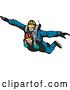 Vector Clip Art of Retro Tandem Skydivers Free Falling by Patrimonio