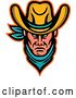 Vector Clip Art of Retro Tough Cowboy Wearing a Bandana and Hat by Patrimonio