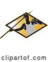 Vector Clip Art of Retro Track and Field Javelin Trower Holding a Spear over a Ray Diamond by Patrimonio