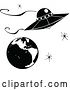 Vector Clip Art of Retro Ufo Flying Saucer over Earth with Stars by Xunantunich