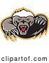Vector Clip Art of Retro Vicious Honey Badger Mascot with Sharp Claws by Patrimonio