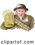 Vector Clip Art of Retro Watercolor Styled Uncle Same WWII Soldier Holding up a Mug of Beer by Patrimonio