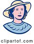 Vector Clip Art of Retro White Lady Wearing a Hat by Patrimonio