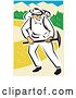 Vector Clip Art of Retro White Male Miner Working with a Pickaxe by Patrimonio