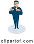 Vector Clip Art of Retro White Male Secret Agent Standing with Folded Arms by Patrimonio