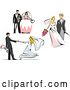 Vector Clip Art of Retro White Wedding Couples Standing, Walking and Dancing by Vector Tradition SM