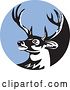 Vector Clip Art of Retro Whitetail Deer Buck Head in a Blue Circle by Patrimonio