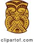 Vector Clip Art of Retro Woodcut Brown and Orange Maori Mask by Patrimonio
