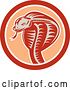 Vector Clip Art of Retro Woodcut Cobra Snake in an Orange and White Circle by Patrimonio