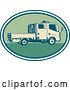 Vector Clip Art of Retro Woodcut Double Cab Truck in an Oval by Patrimonio