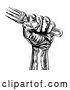 Vector Clip Art of Retro Woodcut Fisted Hand Holding a Fork by AtStockIllustration