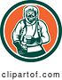 Vector Clip Art of Retro Woodcut Hazchem Worker in a Circle by Patrimonio
