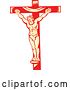 Vector Clip Art of Retro Woodcut Jesus Christ Nailed to a Red and Yellow Cross by Patrimonio