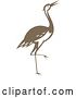 Vector Clip Art of Retro Woodcut Styled Brown Crane or Heron Bird by Patrimonio