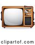 Vector Clip Art of Retro Wooden Box Television with Knobs on the Front Panel by BNP Design Studio