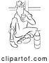 Vector Clip Art of Retro Worker Guy Drinking Water on His Break by Picsburg