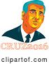Vector Clip Art of Retro Wpa Styled Portrait of Ted Cruz, Replubican Presidential Candidate, over Text by Patrimonio