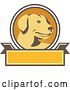 Vector Clip Art of Retro Yellow Labrador Dog in a Ray Circle over a Blank Banner by Patrimonio